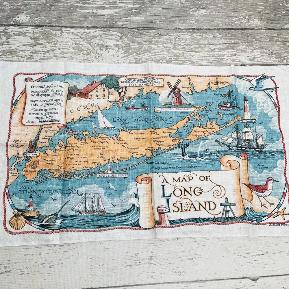 Vintage Richard Batchelder Long Island Linen Tea Towel - Picture 2 of 7